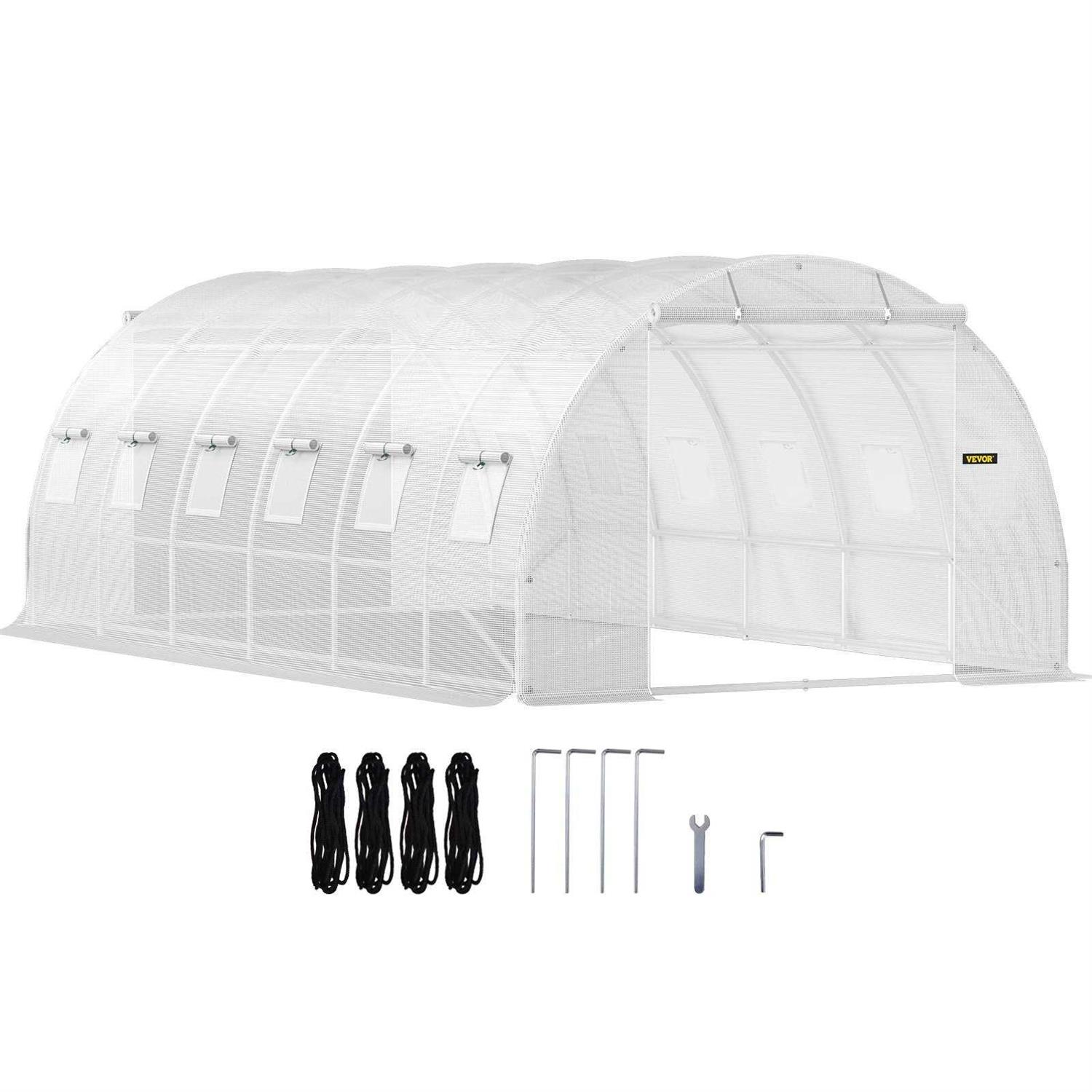 VEVOR Walk-in Tunnel Greenhouse 20 x 10 x 7 ft Portable Plant Hot House w/Zippered Door