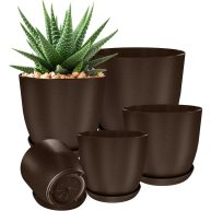 Utopia Home Plant Pots Indoor with Drainage 7/6.6/6/5.3/4.8 Inches Home Decor Flower Pots for Indoor Planter
