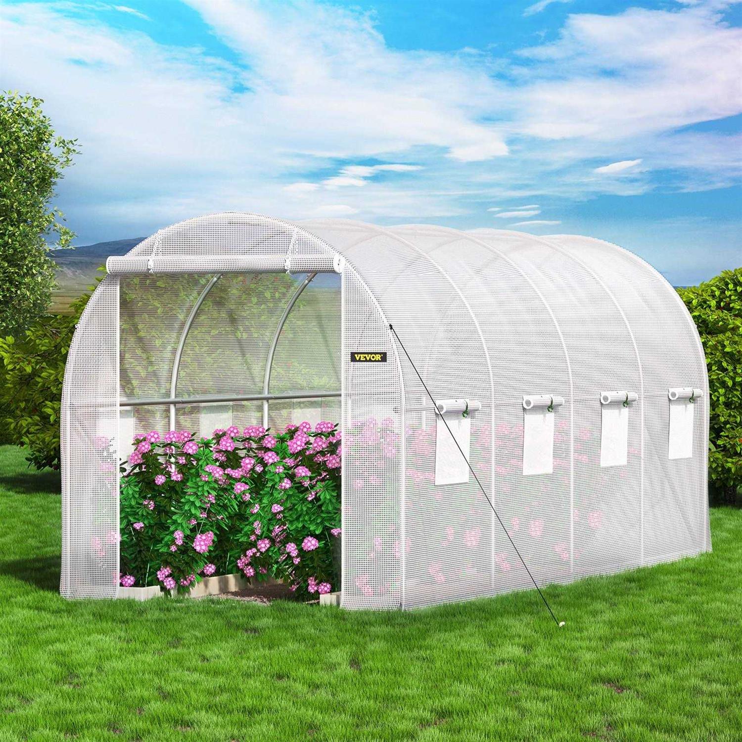 VEVOR Walk-in Tunnel Greenhouse 15 x 7 x 7 ft Portable Plant Hot House w/ Zippered Door - Image 2
