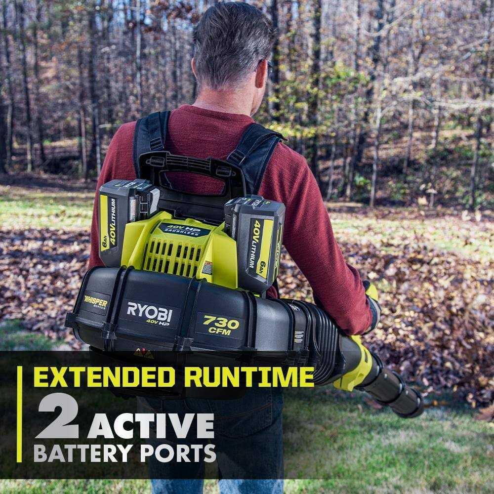 RYOBI 40V HP Brushless Whisper Series 165 MPH 730 CFM Cordless Battery Backpack Blower with 6.0 Ah Batteries and Charger - Image 5