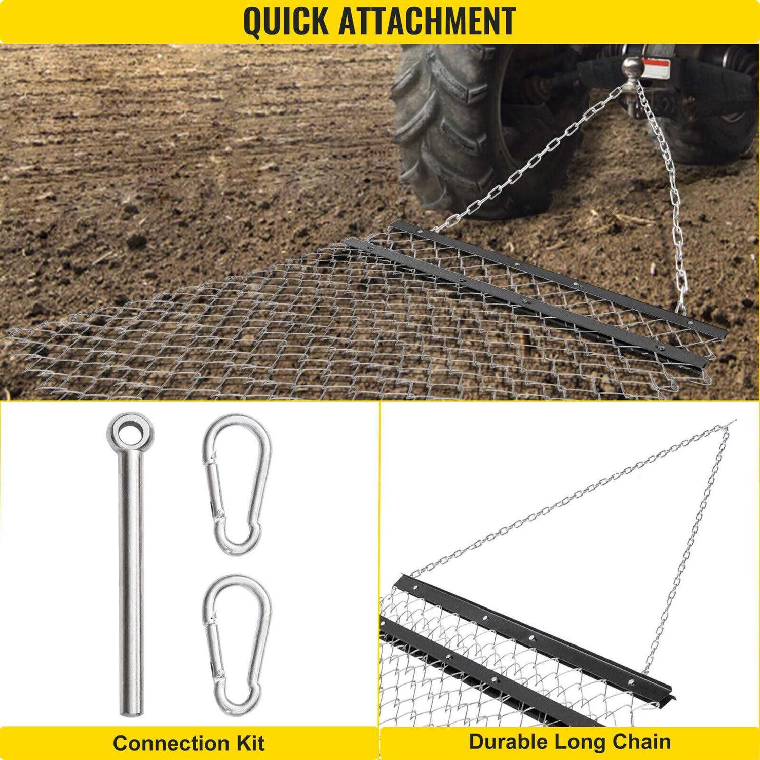 VEVOR 4 x 5 ft ATV Chain UTV Tractor Attachments Drag Mat for Landscape Leveling or Sod Prepping - Image 2