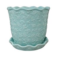 The Pioneer Woman Embossed Daisy Teal Planter