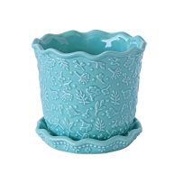 The Pioneer Woman Embossed Daisy Teal Planter