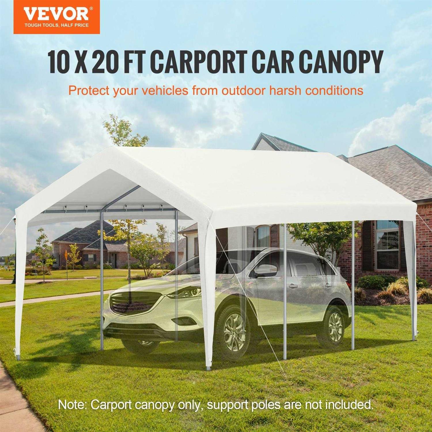 VEVOR 10 x 20 ft Carport Replacement Canopy Cover Ripstop Triple-layer PE Fabric Garage Top Tarp Shelter Cover - Image 4