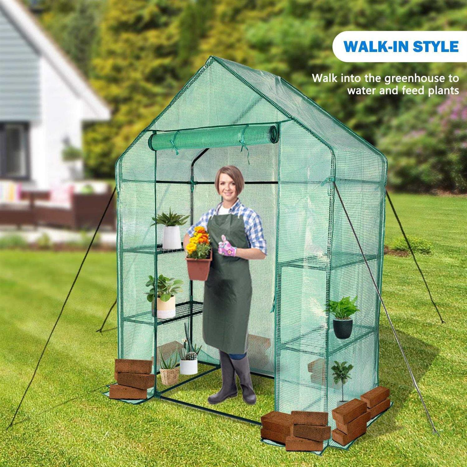 Sv Scool Value Small Greenhouse for Outdoors Mini Walk in Greenhouse Portable Greenhouse with Roll-up Zipper Entry Door and Anchors for Stability - Image 5