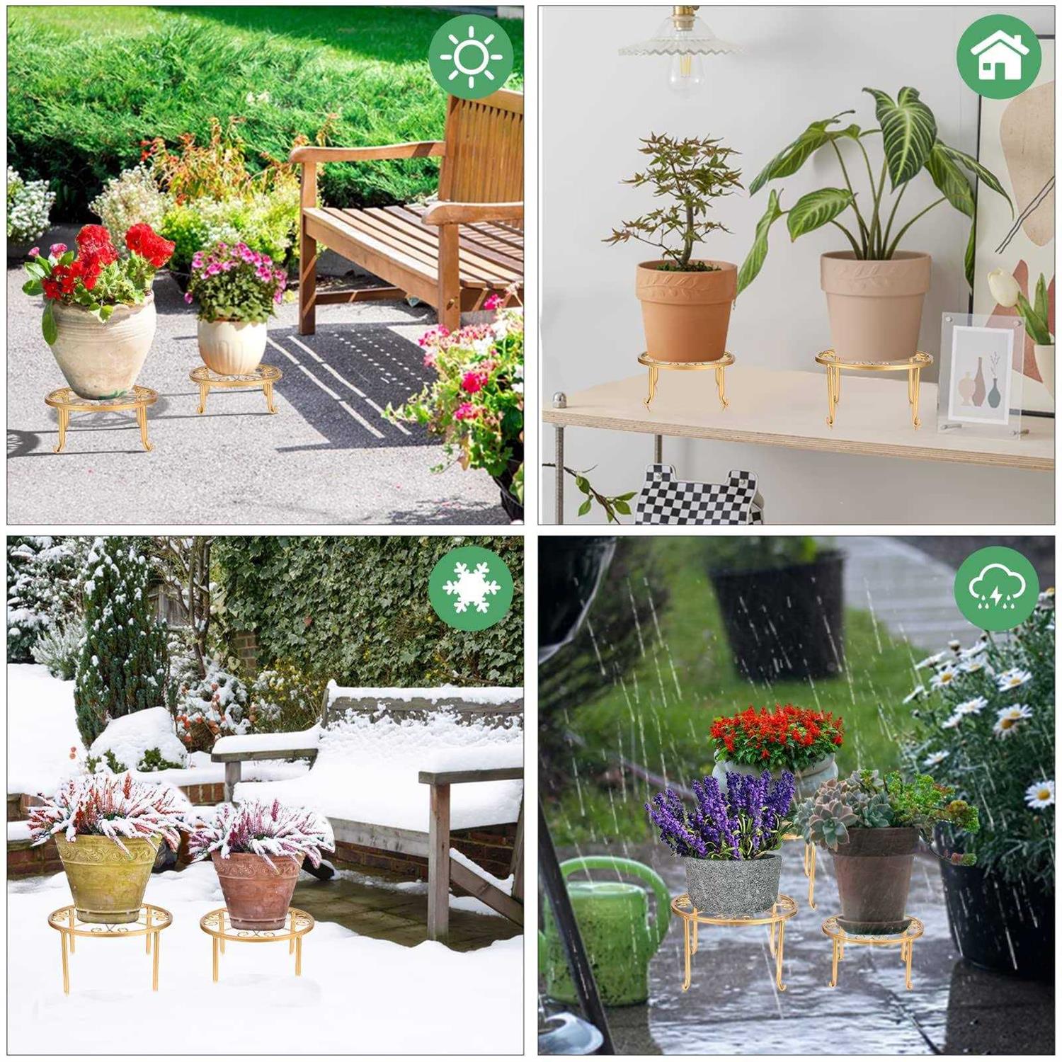 Roadwater 5 Pack Metal Plant Stand For Outdoor Indoor Plants Bronze Heavy Duty Flower Pot Stands For Multiple Plant - Image 3