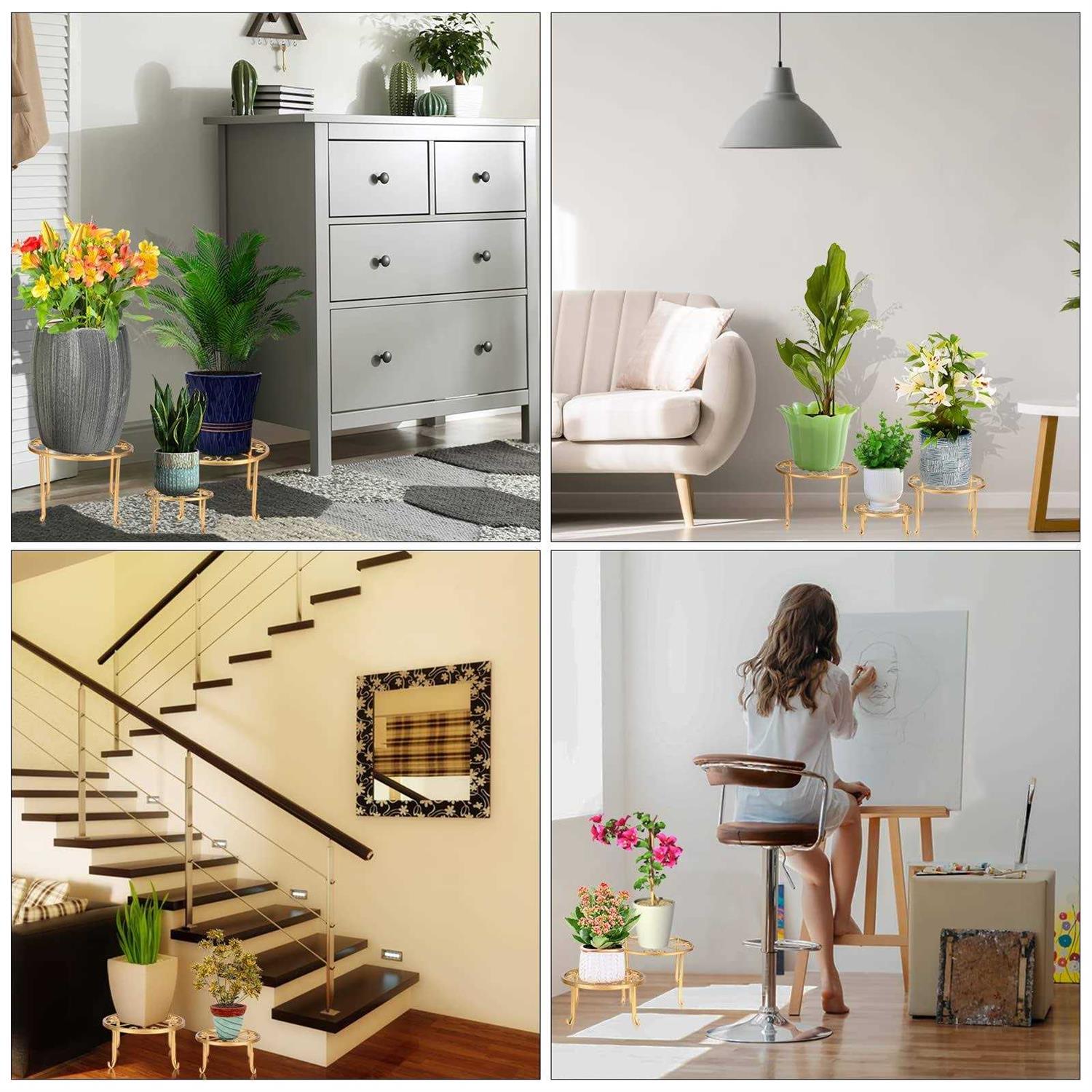 Roadwater 5 Pack Metal Plant Stand For Outdoor Indoor Plants Bronze Heavy Duty Flower Pot Stands For Multiple Plant - Image 4