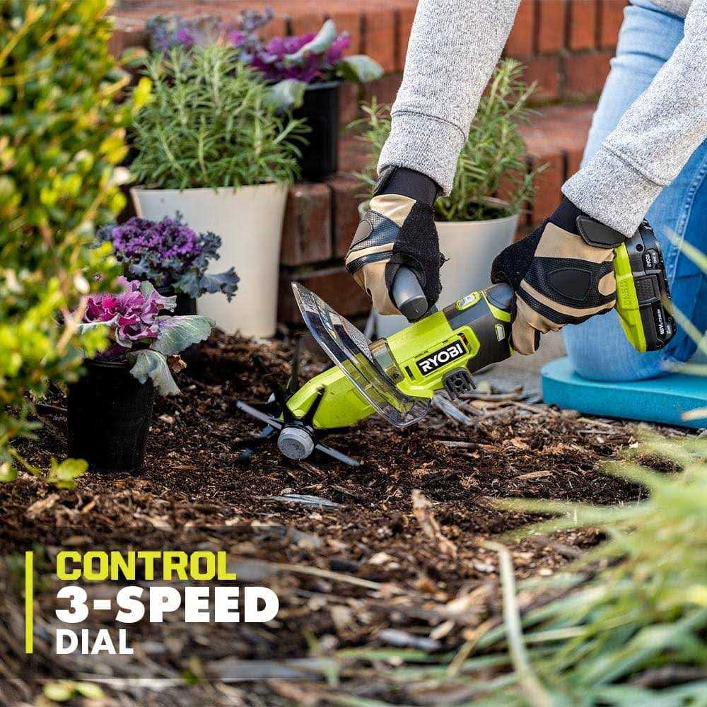 RYOBI ONE+ 18V Cordless Compact Battery Cultivator with 2.0 Ah Battery and Charger - Image 2