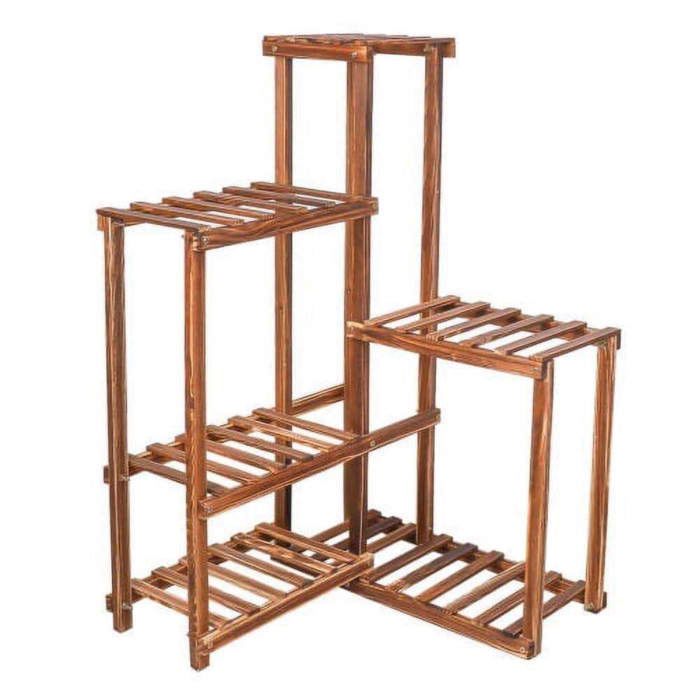 UNHO Well-arranged Wood Plant Stand Holder Flower Display Rack Indoor Outdoor Corner - Image 3