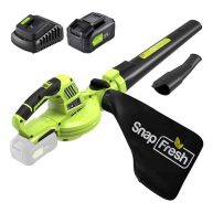 SnapFresh Cordless Blower & Vacuum 2 in 1 Electric Blower with 4.0Ah Lithium Battery & 2h Fast Charger