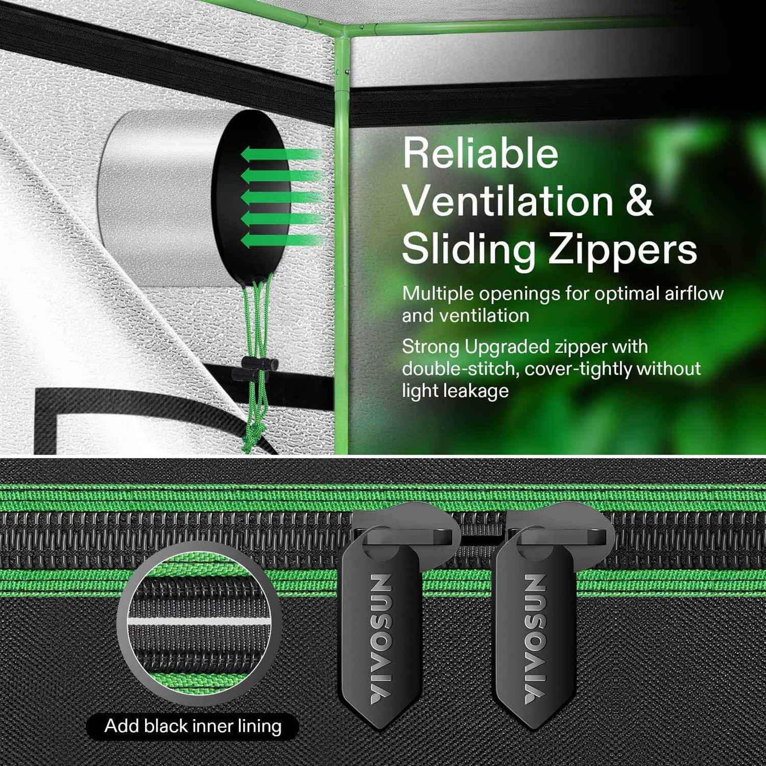 VIVOSUN 48x22x24x22x60x22 Mylar Hydroponic Grow Tent with Observation Window and Floor - Image 5