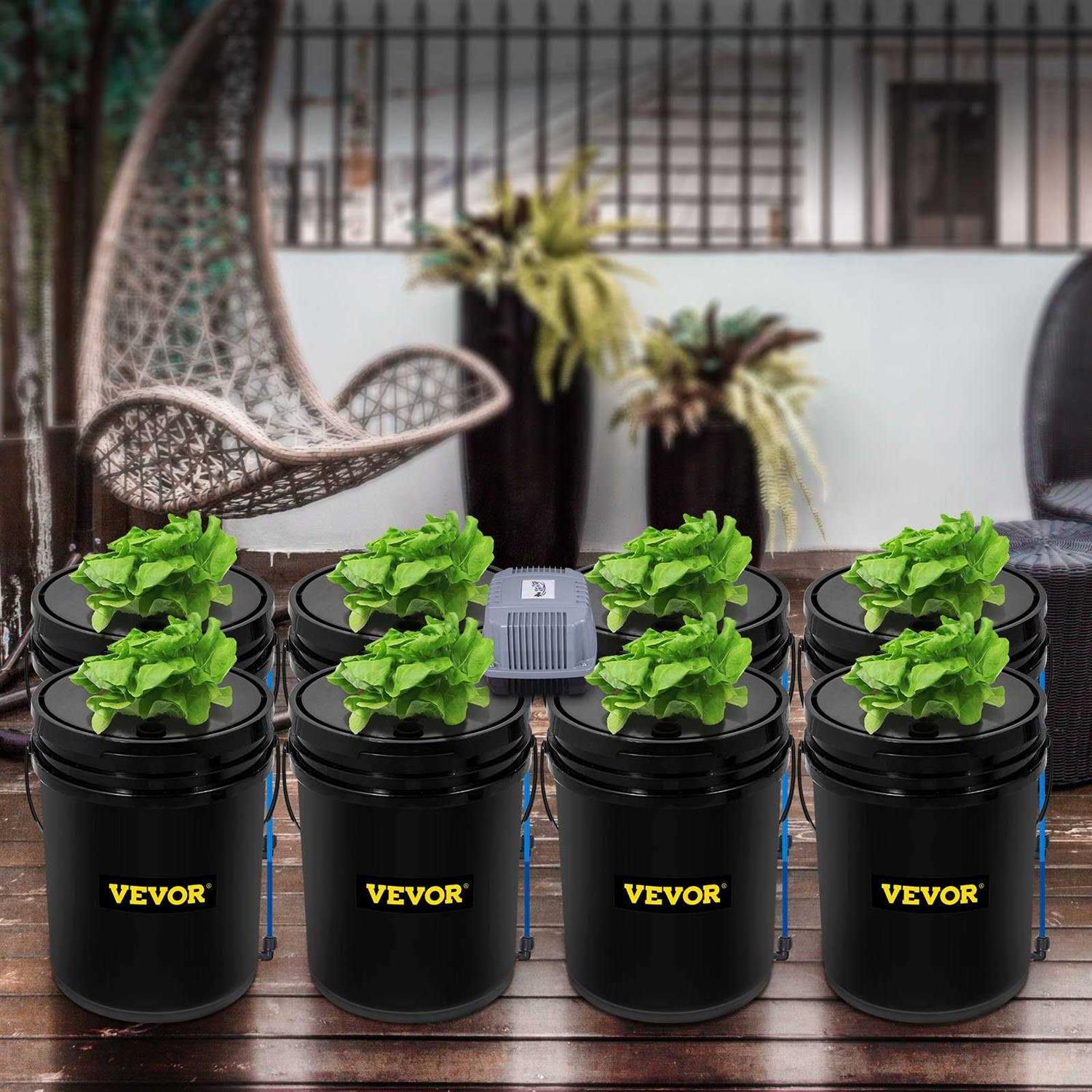 VEVOR DWC Hydroponic System 5 Gallon 4-8 Buckets Deep Water Culture Growing Bucket Hydroponics Grow Kit - Image 2