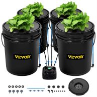 VEVOR DWC Hydroponic System 5 Gallon 4-8 Buckets Deep Water Culture Growing Bucket Hydroponics Grow Kit
