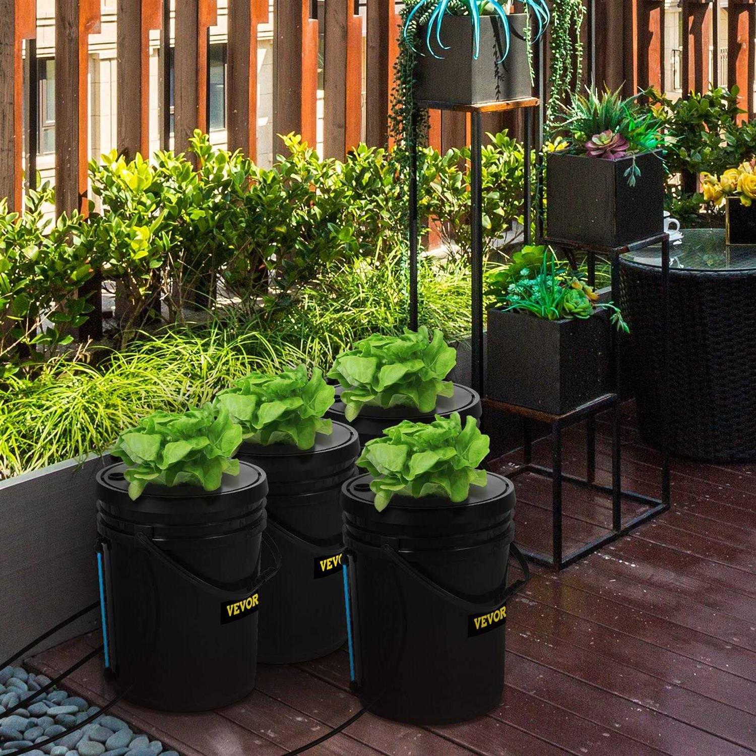 VEVOR DWC Hydroponic System 5 Gallon 4-8 Buckets Deep Water Culture Growing Bucket Hydroponics Grow Kit - Image 3