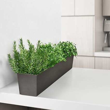 Tierra Verde Sonata 6 in. H x 24 in. W Rectangle Slate Rubber Self-Watering Table Trough Planter MT5100373 - Image 3