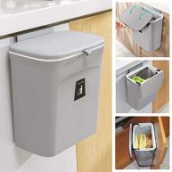 Tiyafuro 2.4 Gallon Kitchen Compost Bin for Counter Top or Under Sink Hanging Small Trash Can with Lid for Cupboard/bathroom/bedroom/office/camping