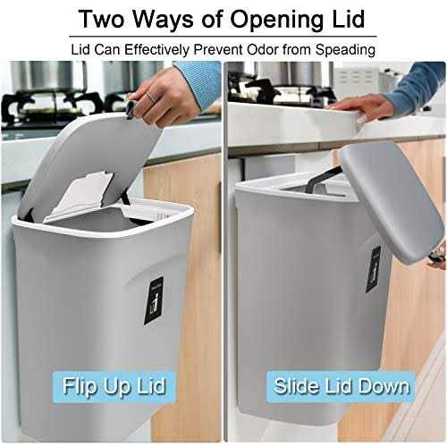 Tiyafuro 2.4 Gallon Kitchen Compost Bin for Counter Top or Under Sink Hanging Small Trash Can with Lid for Cupboard/bathroom/bedroom/office/camping - Image 5