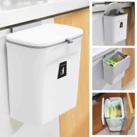 Tiyafuro 2.4 Gallon Kitchen Compost Bin for Counter Top or Under Sink Hanging Small Trash Can with Lid for Cupboard/bathroom/bedroom/office/camping