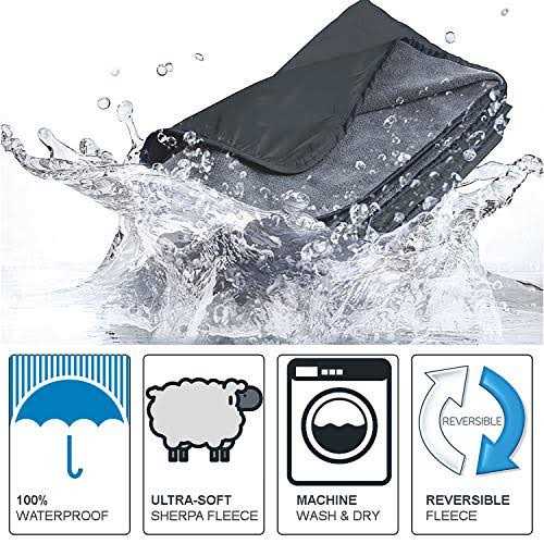 Tirrinia Waterproof Outdoor Blanket with Sherpa Lining Windproof Triple Layers Warm Comfy Foldable for Camping Stadium - Image 4