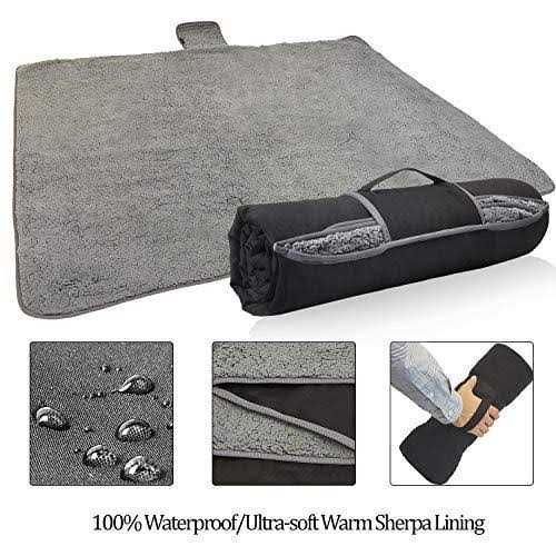 Tirrinia Waterproof Outdoor Blanket with Sherpa Lining Windproof Triple Layers Warm Comfy Foldable for Camping Stadium - Image 5