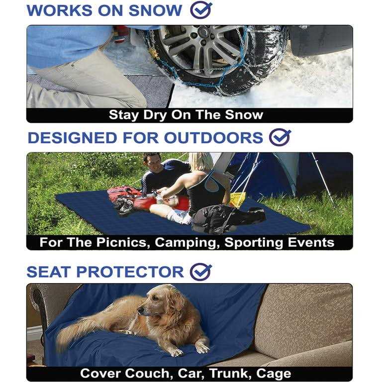 Tirrinia Waterproof Outdoor Blanket with Sherpa Lining Windproof Triple Layers Warm Comfy Foldable for Camping Stadium - Image 3