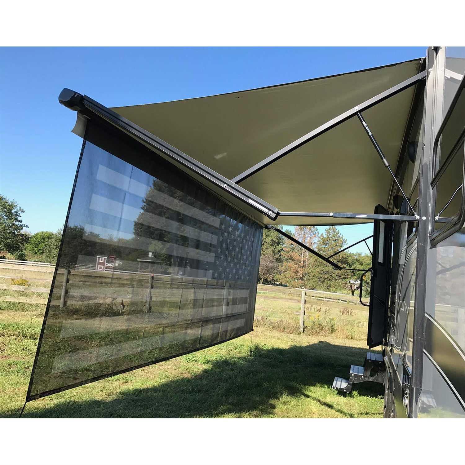 Tentproinc RV Awning Shade Screen 3′ Mesh Screen Sunshade Complete Kits Motorhome Camping Trailer UV Sun Blocker - Image 2