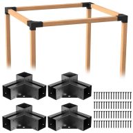 Wilkblck Pergola Brackets 4PCS Woodworks Pergola Kit 3-Way Right Angle Corner Bracket Elevated Wood Stand Kit Pergola/Gazebo Kit Hardware for 4×4