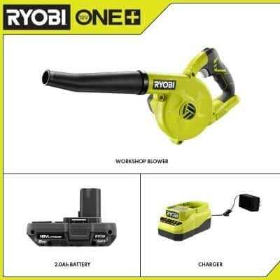Ryobi ONE+ 18V Cordless Compact Workshop Blower with 2.0 Ah Battery and Charger - Image 3