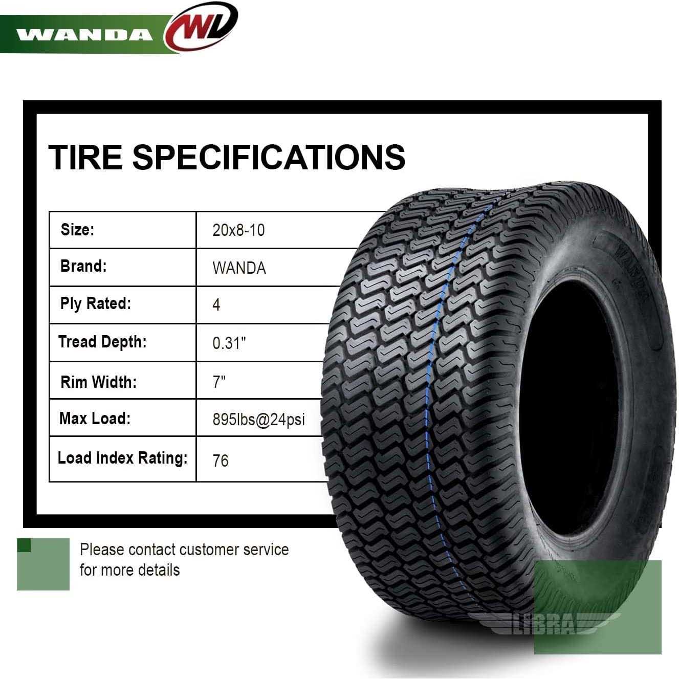 Set 4 Wanda Lawn Mower Turf Tires 4PR - Image 3