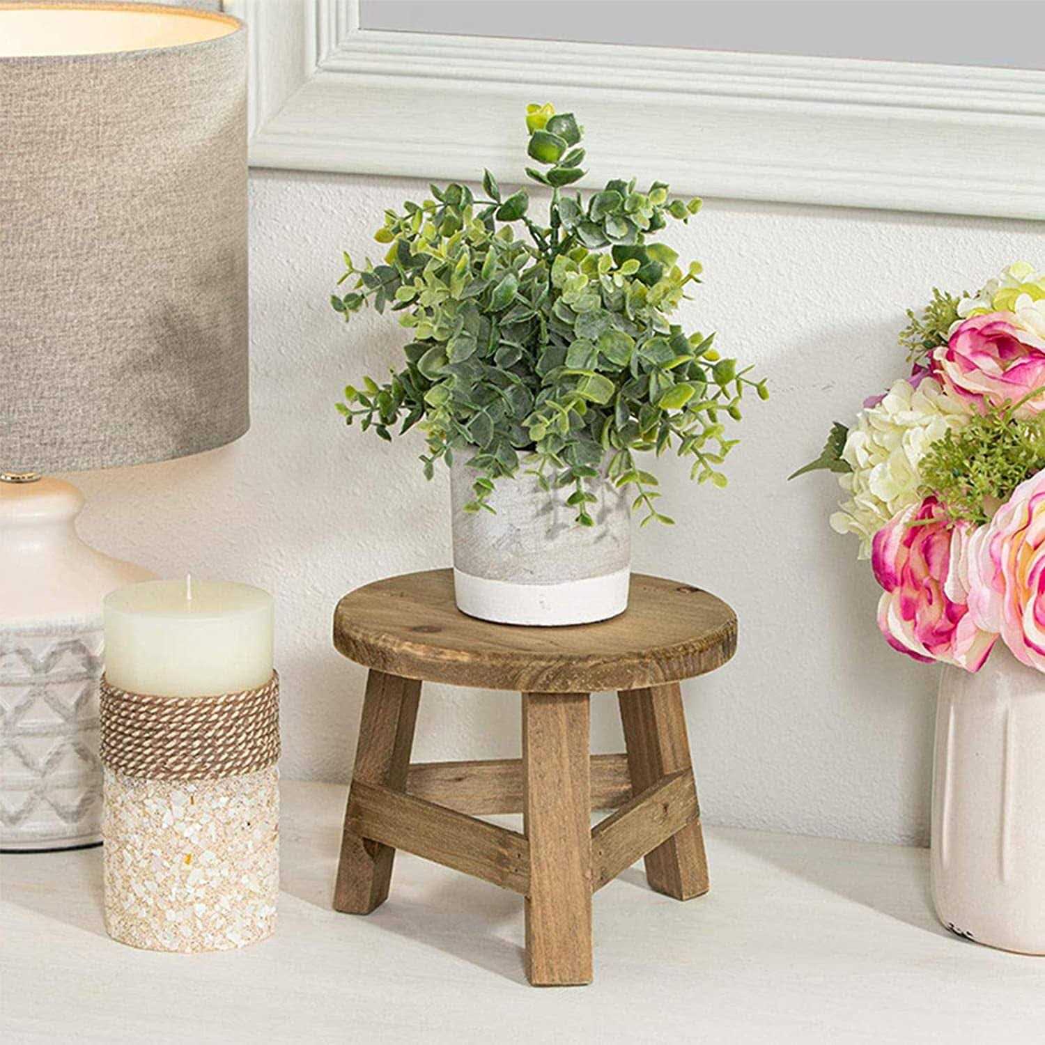 Wooden Plant Stand High Stool Plant Stand Multi-Function Flower Pot Holder - Image 5