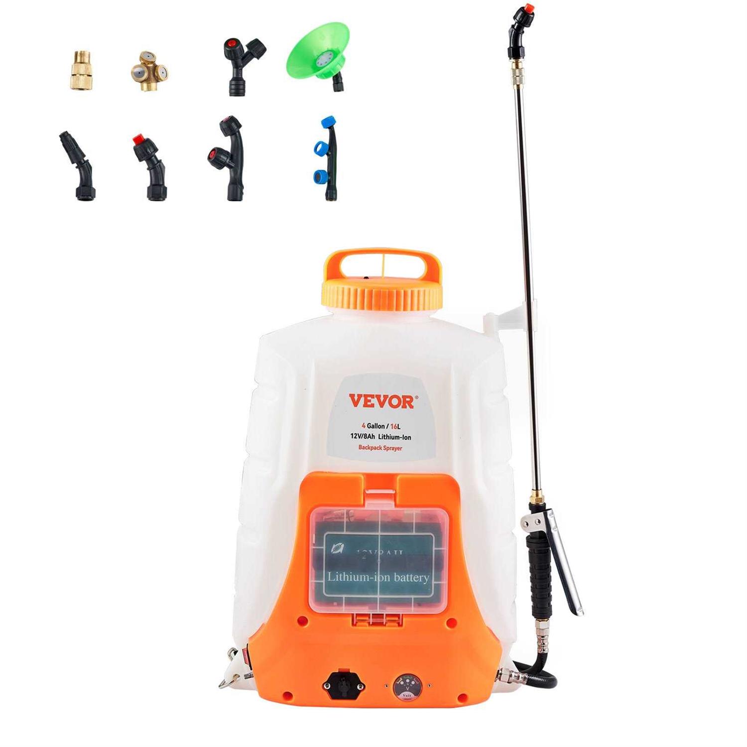 VEVOR Backpack Sprayer 4 Gal Tank 0-90 PSI Adjustable Pressure Battery Powered - Image 3