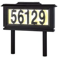Solar Address Sign Black Lighted House Number Address Plaque Plastic Mounted Or Stakes Outdoor LED Light