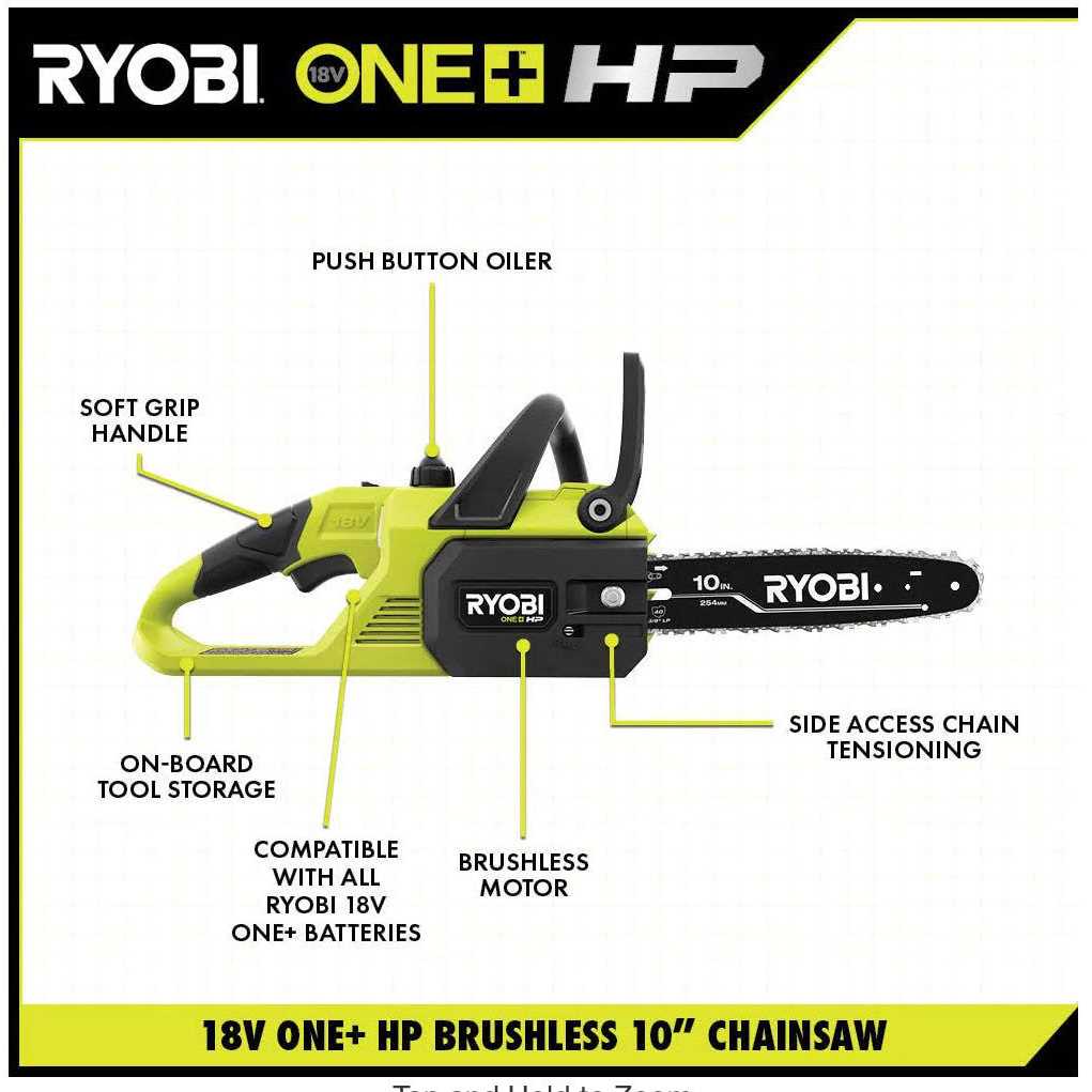 RYOBI ONE+ HP 18V Brushless 10 in. Battery Chainsaw with 4.0 - Image 5