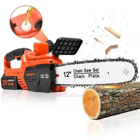 Untimaty 12 inch Cordless Chainsaw, 900w Brushless Motor Battery Operated Chain Saw with 21V Rechargeable 3.0Ah Battery and Charger