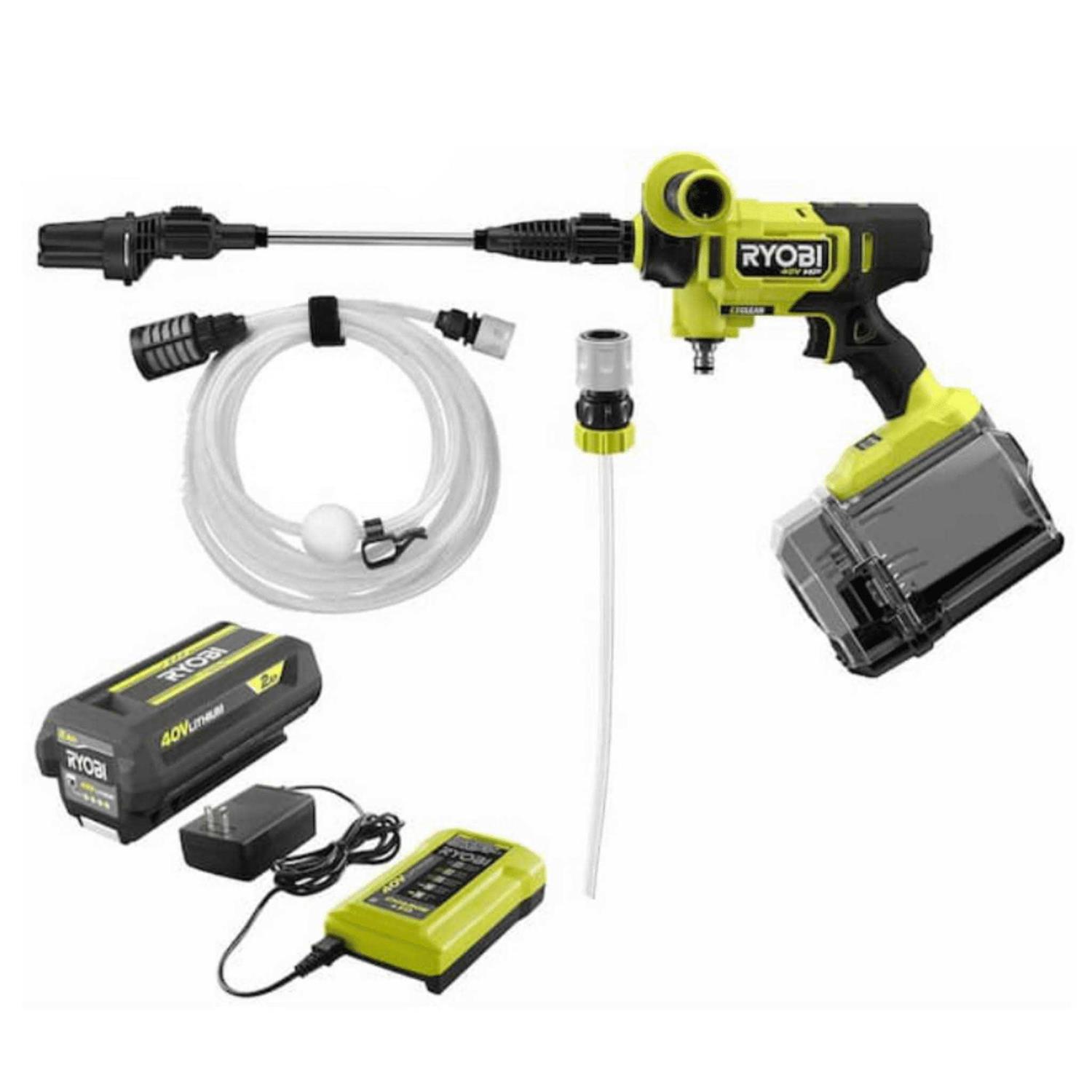 RYOBI 40-Volt HP Brushless EZClean 600 PSI 0.7 GPM Cold Water Power Cleaner with 2.0 Ah Battery and Charger