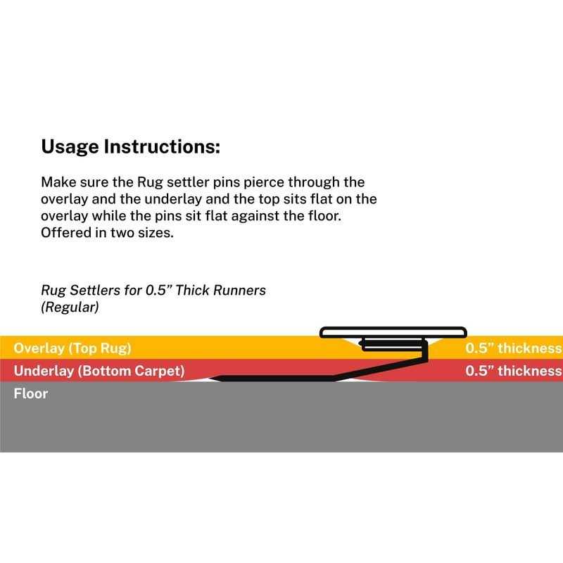Rug Settlers Rug Pins Pack of 6 Rug Anchors Secure a Rug Over a Rug Anti Slip Pins for mats Runners Plastic Sheets and Throws - Image 3