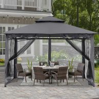 Sturdy Patio Gazebo 10 Ft x with Mosquito Netting by ABCCANOPY