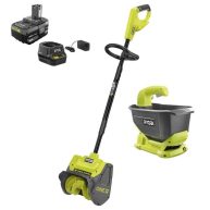 RYOBI ONE+ 18V 10 in. Cordless Electric Snow Shovel with Salt Spreader, 4.0 Ah Battery, and Charger