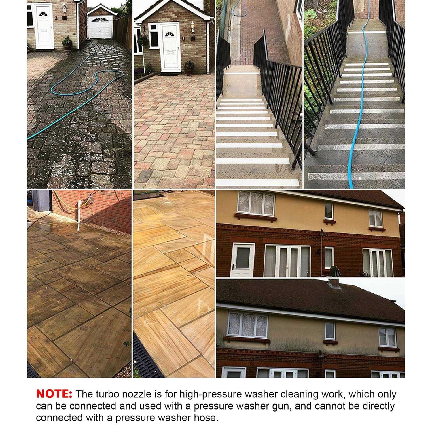 Wevove Pressure Washer Tips Turbo Nozzle Pressure Washer 3000 PSI Max Rotating Pressure Washer Nozzle with 2PCS 1/4&” Quick Connect for Cleaning Brick - Image 4