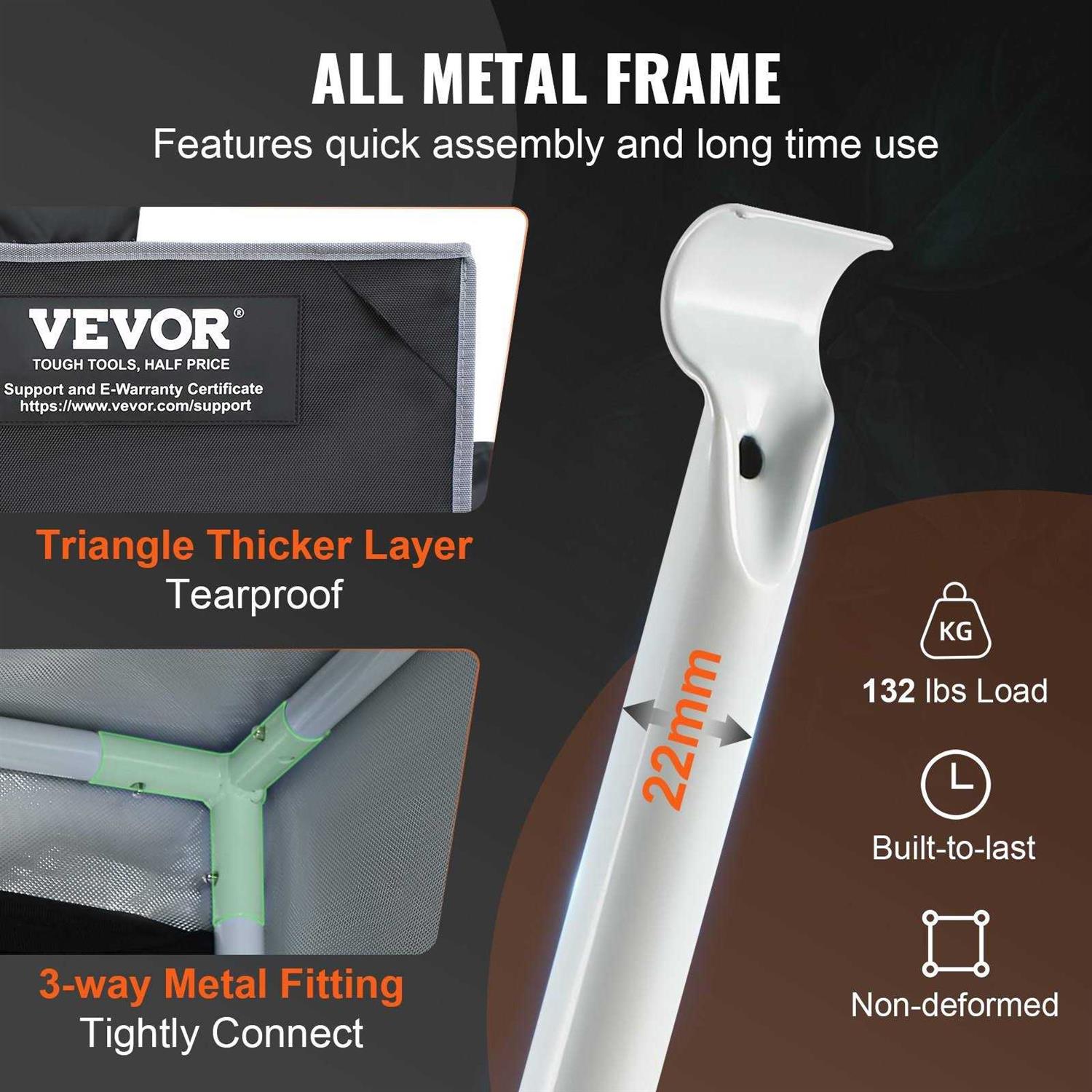 VEVOR Grow Tent High Reflective 2000D Mylar Hydroponic Growing Tent with Observation Window, Tool Bag and Floor Tray - Image 3
