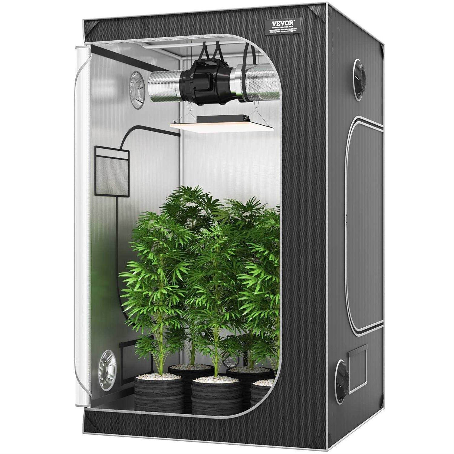 VEVOR Grow Tent High Reflective 2000D Mylar Hydroponic Growing Tent with Observation Window, Tool Bag and Floor Tray - Image 5