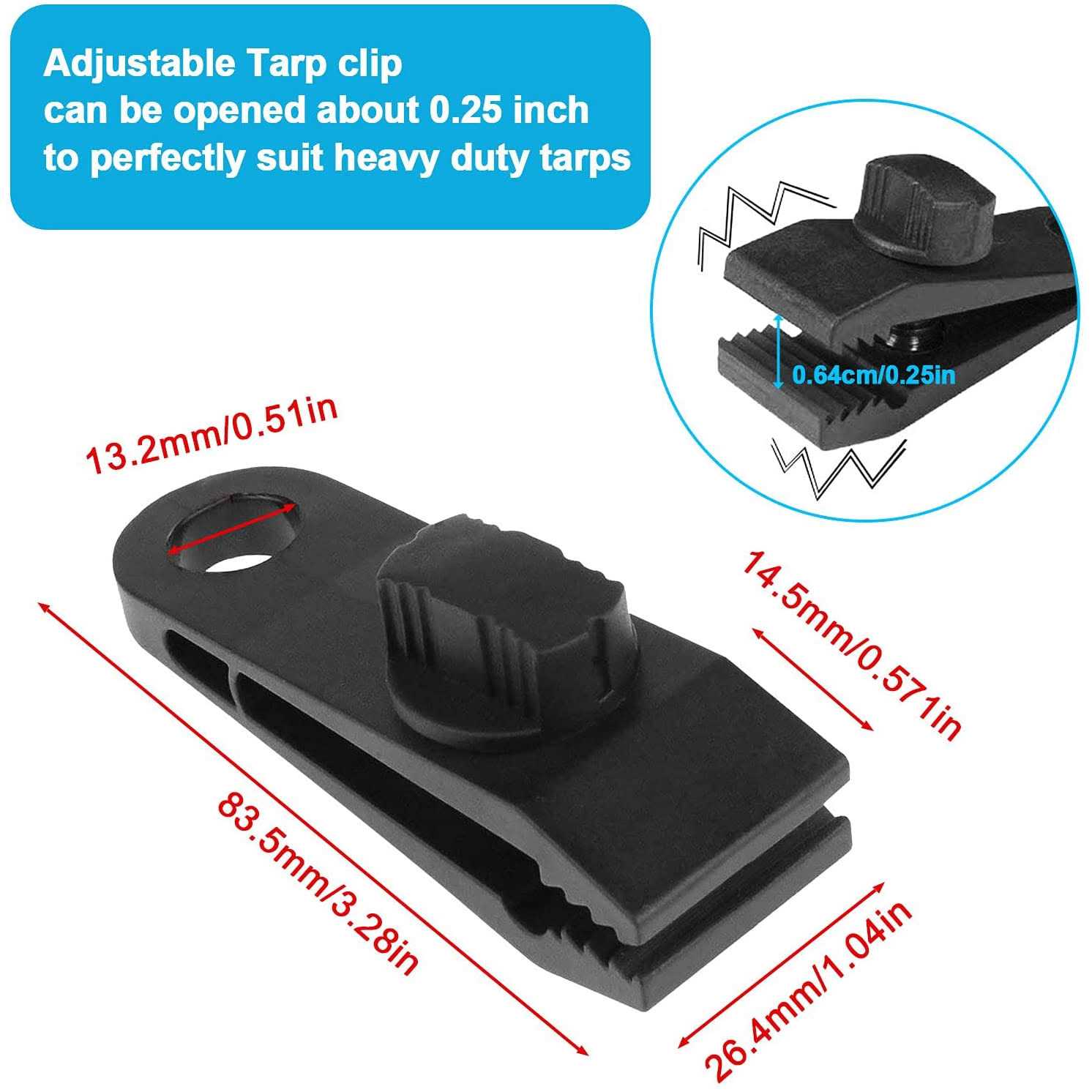 Tarp Clips Heavy Duty Lock Grip Clamps Thumb Screw Tent Clip Secures Tarps Awning Clamp Set for Camping Tarps Awnings Caravan Canopies Car Covers - Image 3