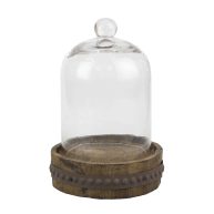 Stonebriar Collection Clear Glass Dome Cloche with Rustic Base