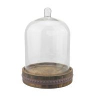 Stonebriar Collection Clear Glass Dome Cloche with Rustic Base