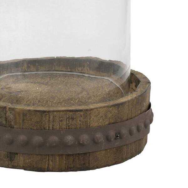 Stonebriar Collection Clear Glass Dome Cloche with Rustic Base - Image 3