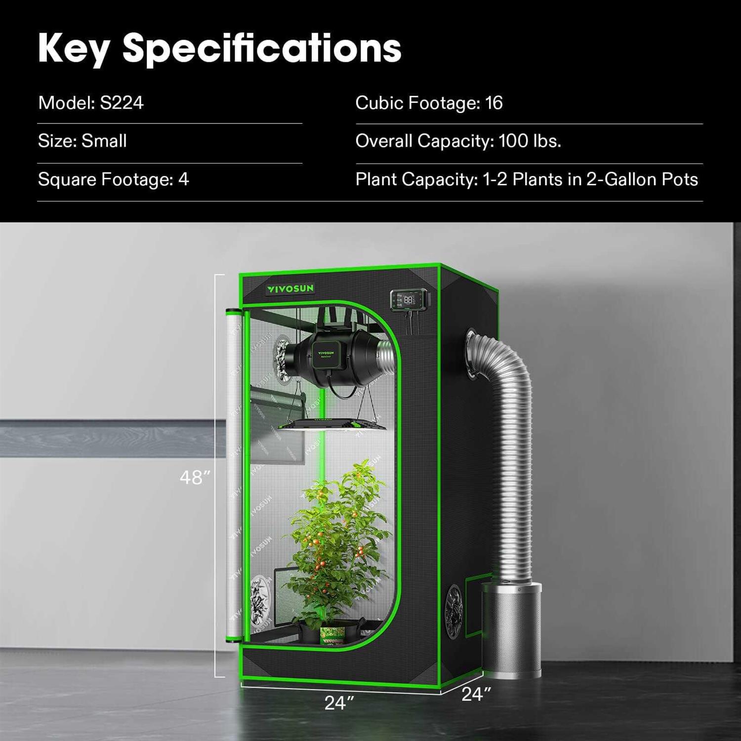 S224 2×2 Mylar Grow Tent - Image 5