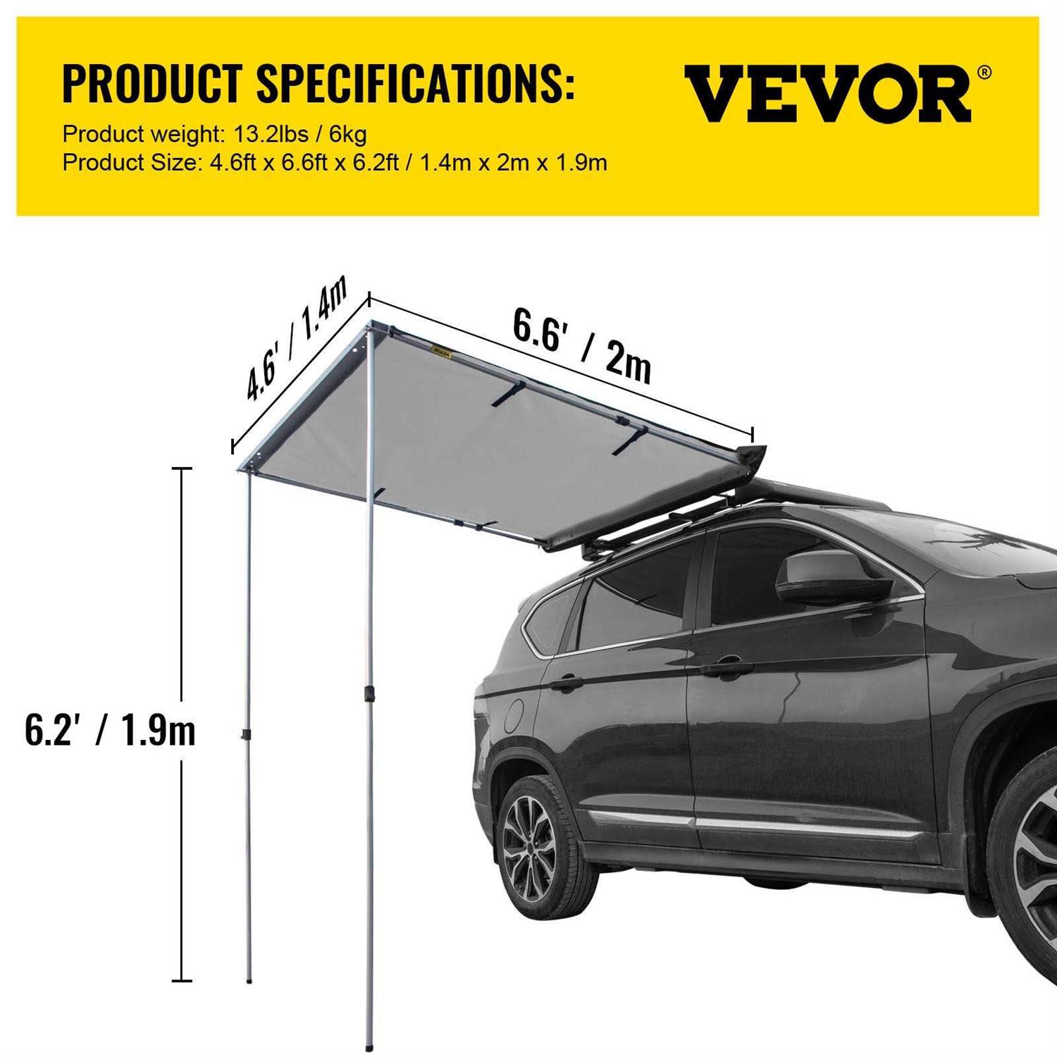 Vevor Car Side Awning Pull-Out Retractable Vehicle Awning Waterproof Uv50+ - Image 2