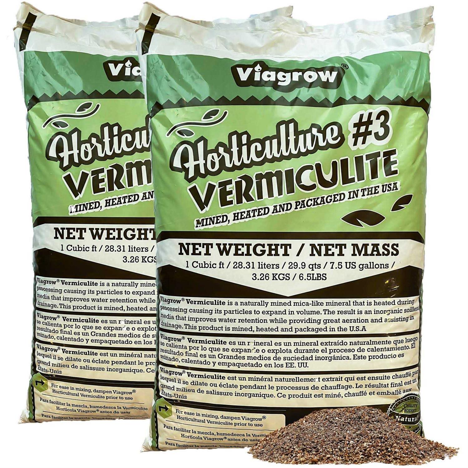 Viagrow Horticultural Vermiculite 29.9 Quarts/ 1 cubic ft / 7.5 gallons / 28.25 liters