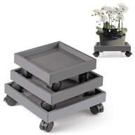Skelang Square Plant Caddy Wheeled Planter Trays ABS Plant Pallet Heavy Duty Plant Dolly Saucer for Moving Potted Planter