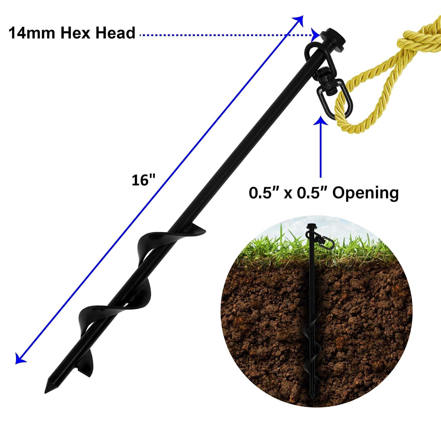 VASGOR 16” Ground Anchors Easy to Use with Drill Heavy Duty Anchor Hook for Camping Tent - Image 4